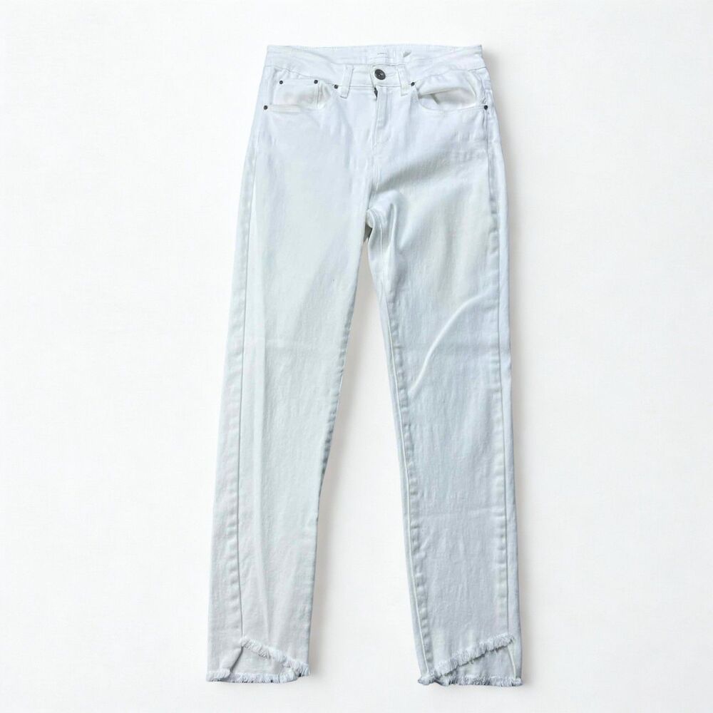 a loves a Jeans Women 25 Skinny White Stretch Denim Raw Hem Ankle Casual